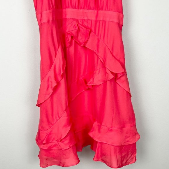 Parker Pixie Womens Ruffle Silk Blend Sleeveless Mini Dress Calypso Coral size 0 - Picture 5 of 11